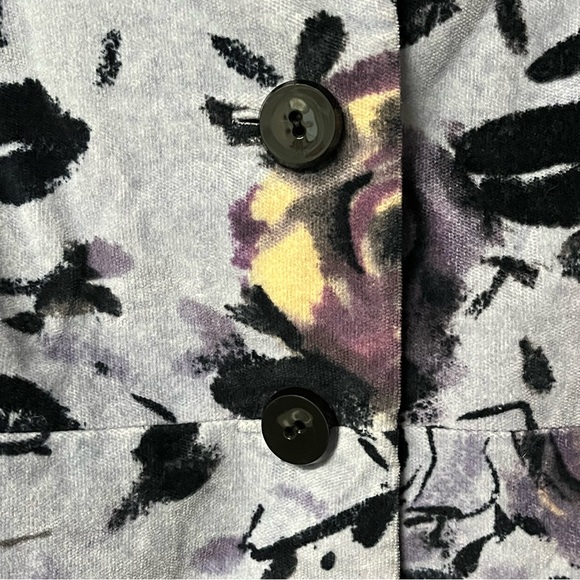 Anthropologie Odille Periwinkle Blue Purple Floral Velour Velvet Lined Jacket - Picture 7 of 16